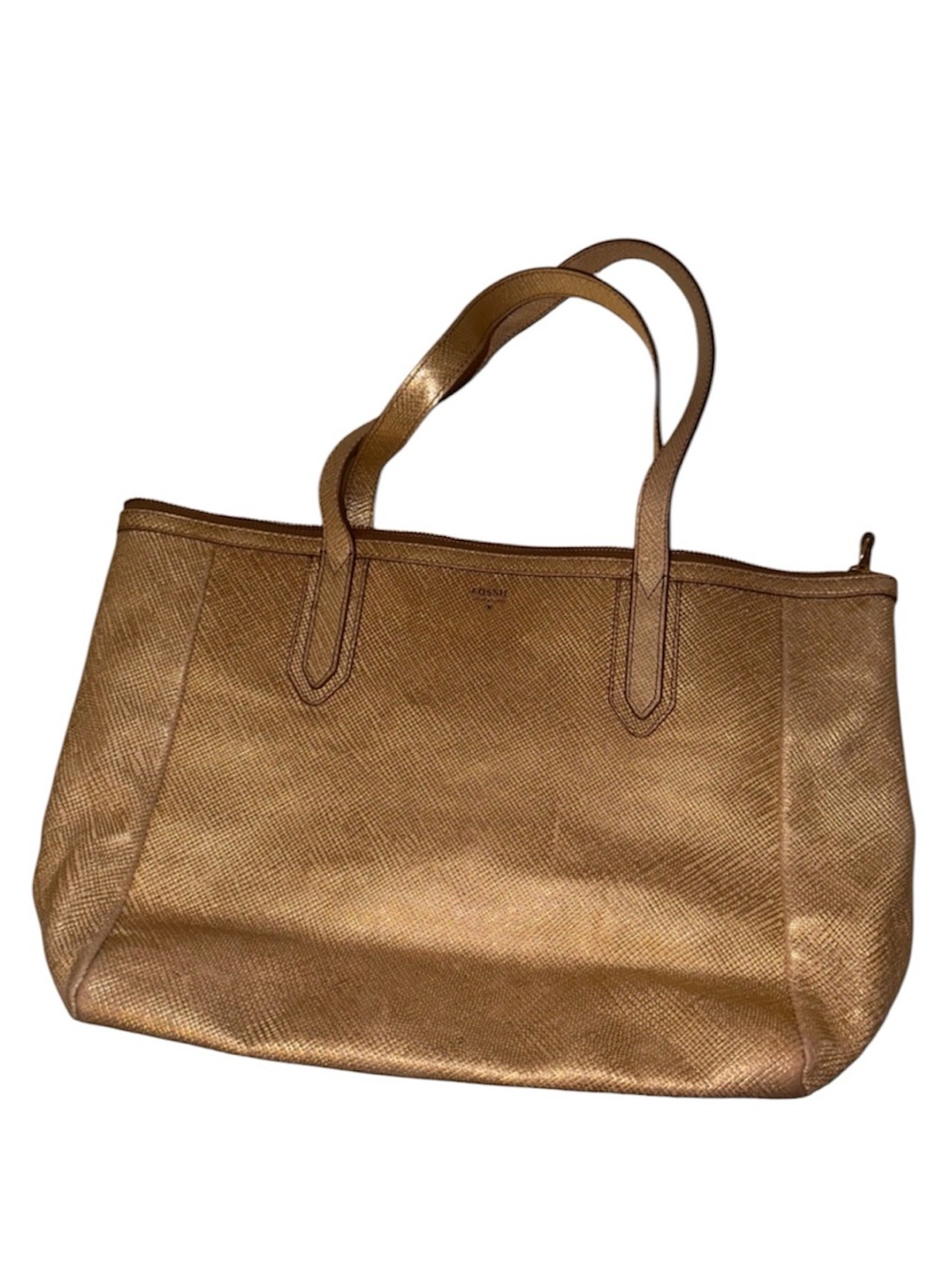 FOSSIL Sydney Tote Metallic Gold Leather Y2K Purse Collector’s Special